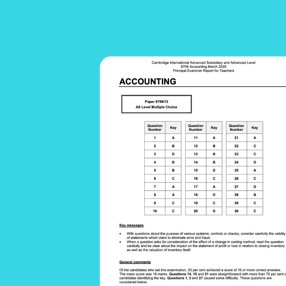 Accounting past paper card
