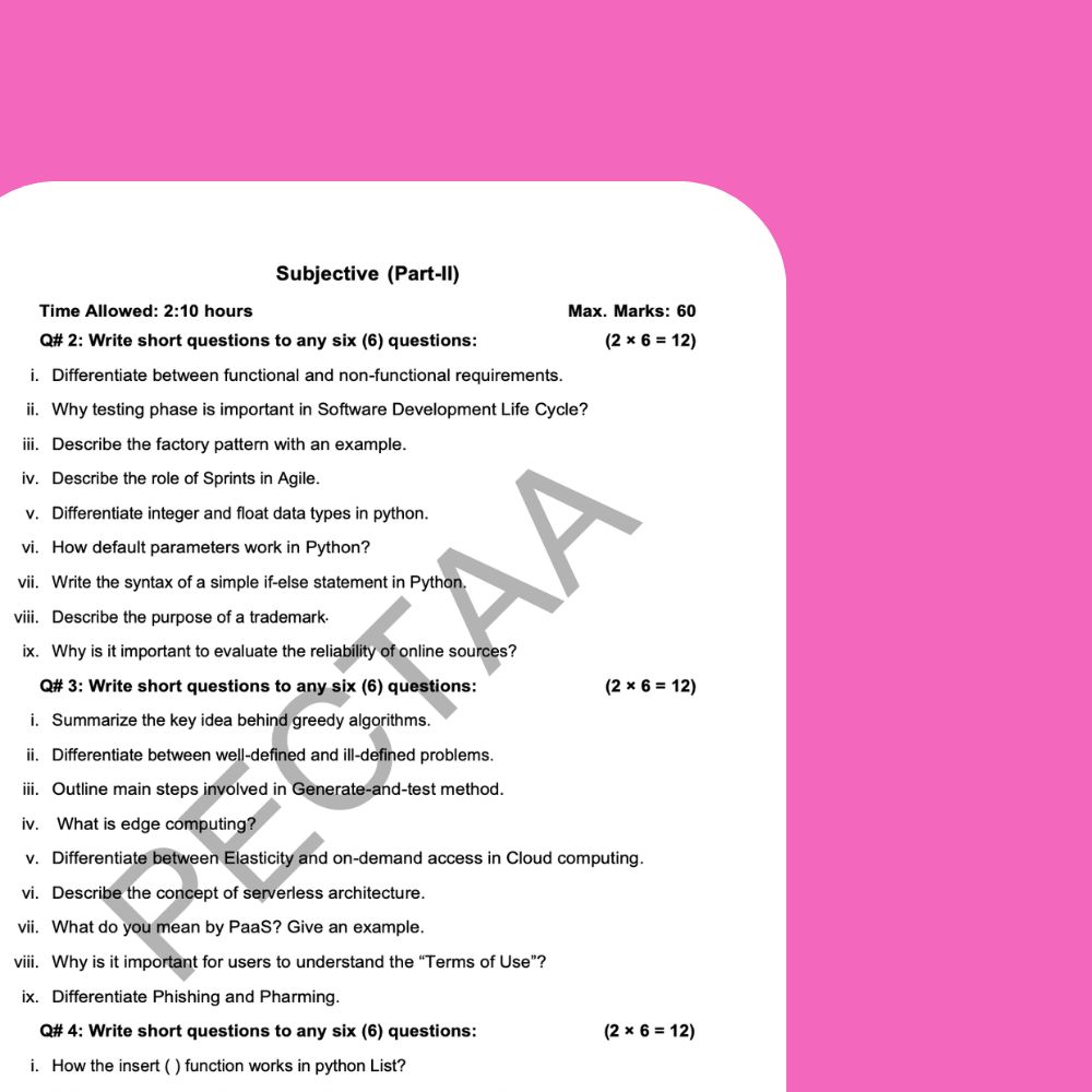 CS past paper card